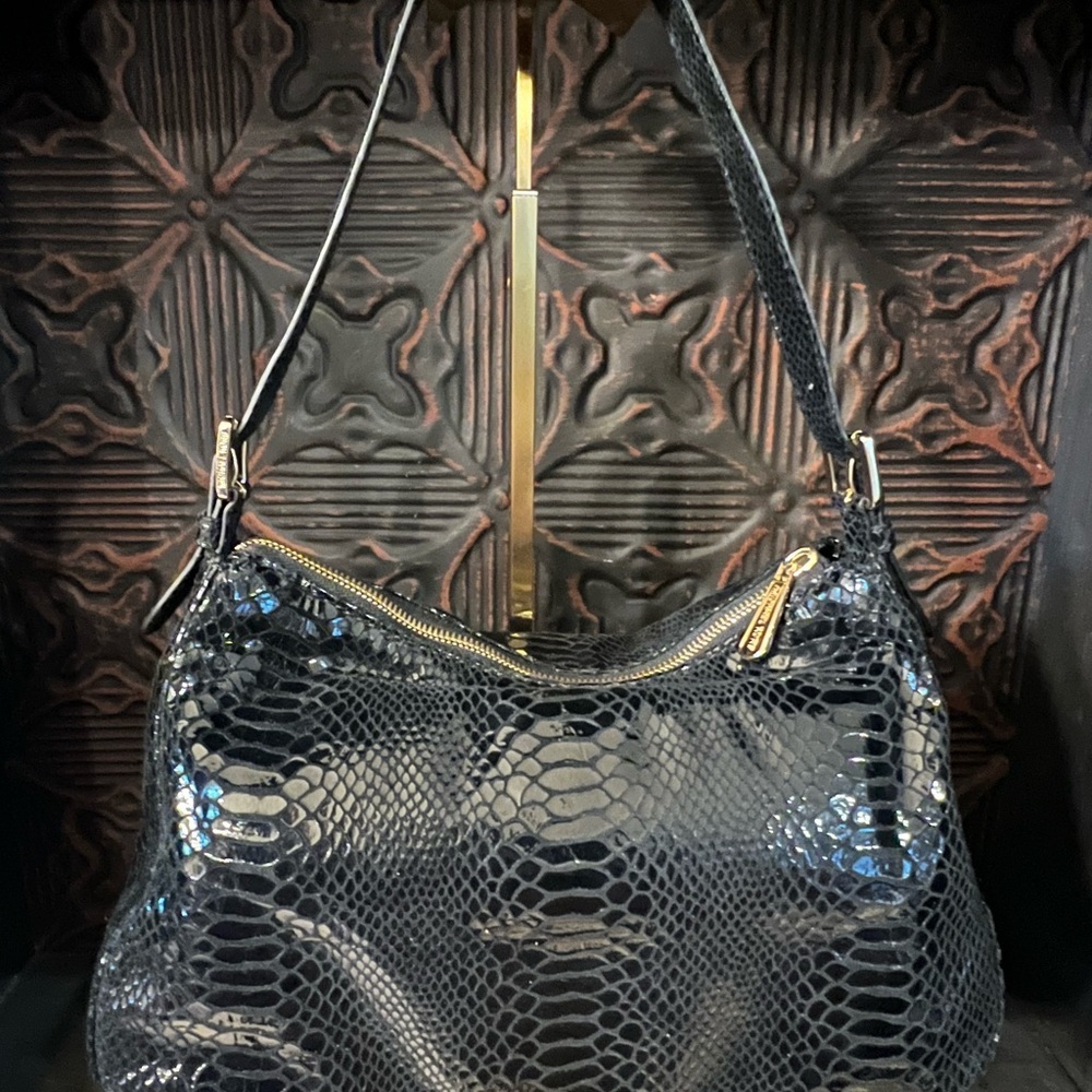 Michael Kors Black Snakeskin Embossed Shoulder Bag NWOT